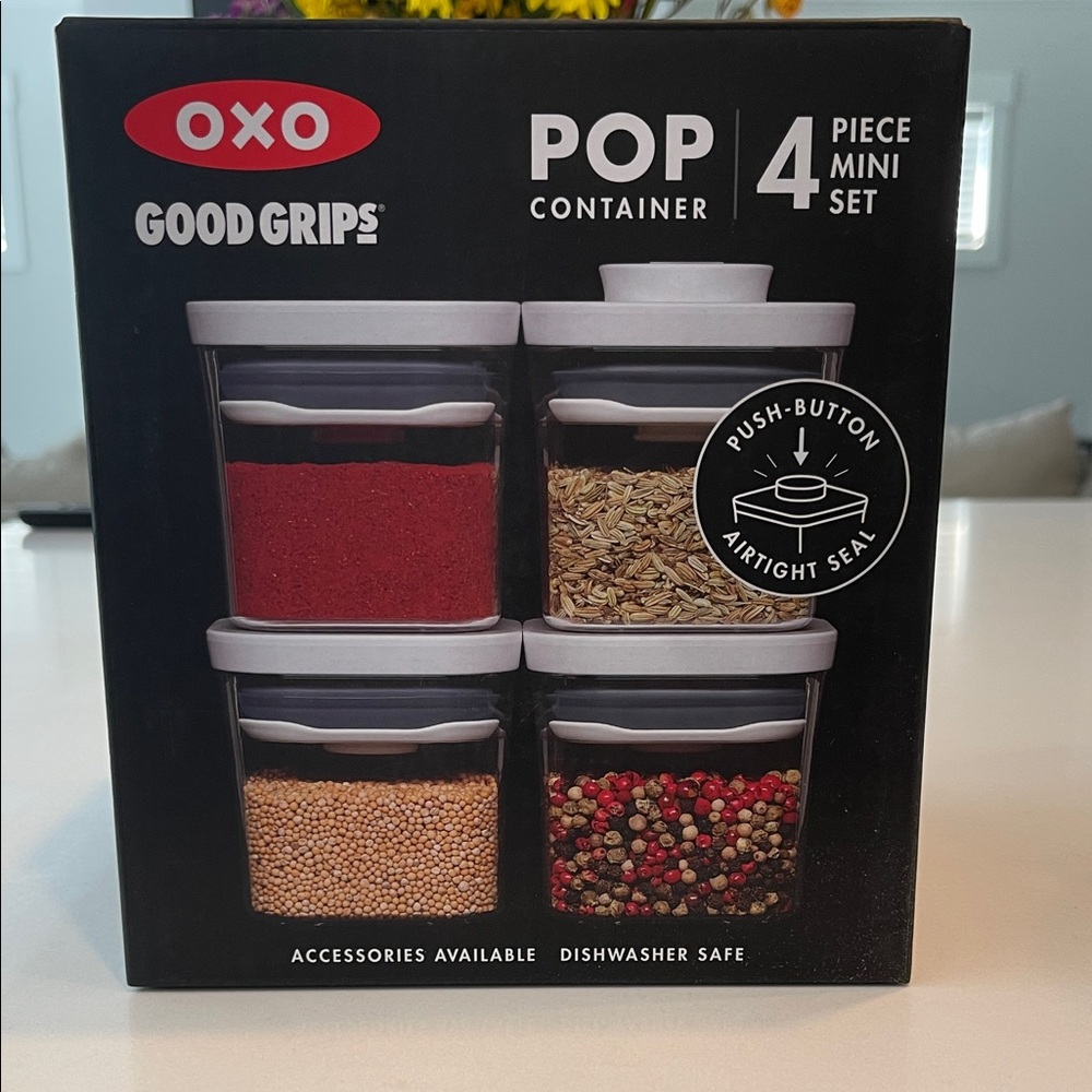 NIB OXO Good Grips POP Container Set - Black and White